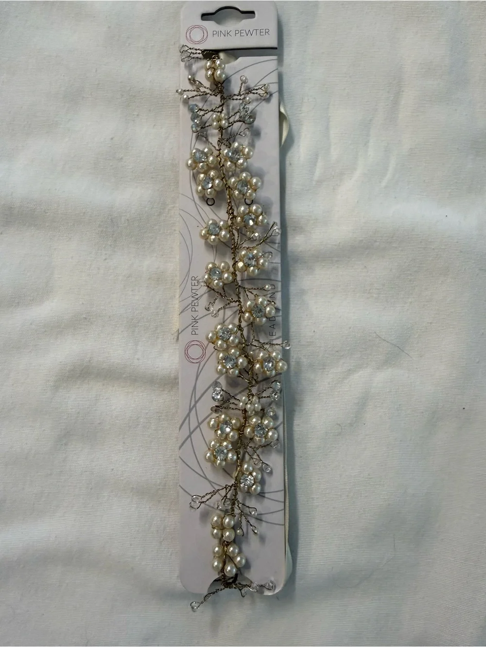 Bridal Gold Pearl Cluster Hair Vine in Ivory